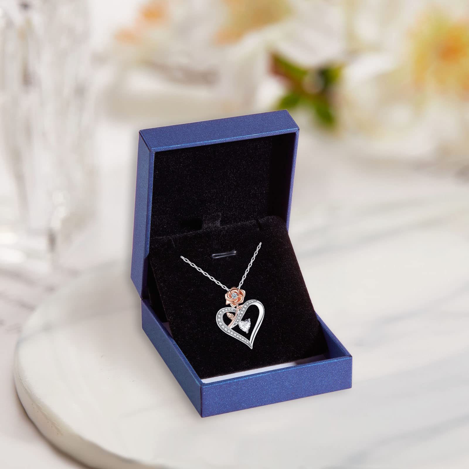 Women silver plated Heart Necklace Anniversary Birthday Gifts For Mom Wife Daughter Grandmother