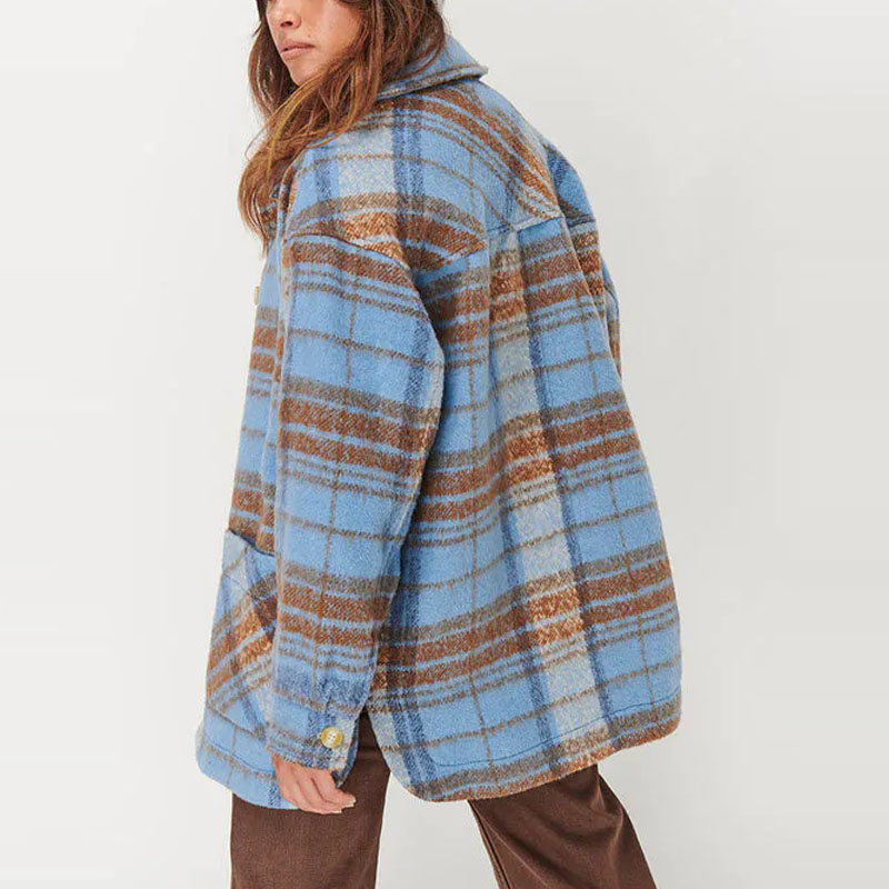 Women Vintage Plaid Wool Jacket