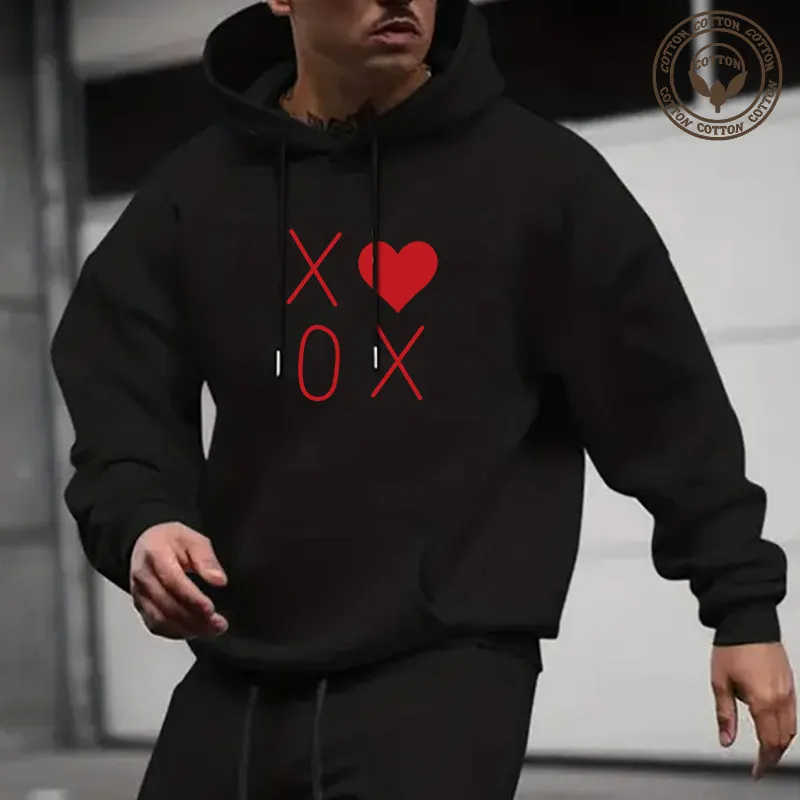 Men's Heart Shape Simple Style Long Sleeve Regular Fit Hooded