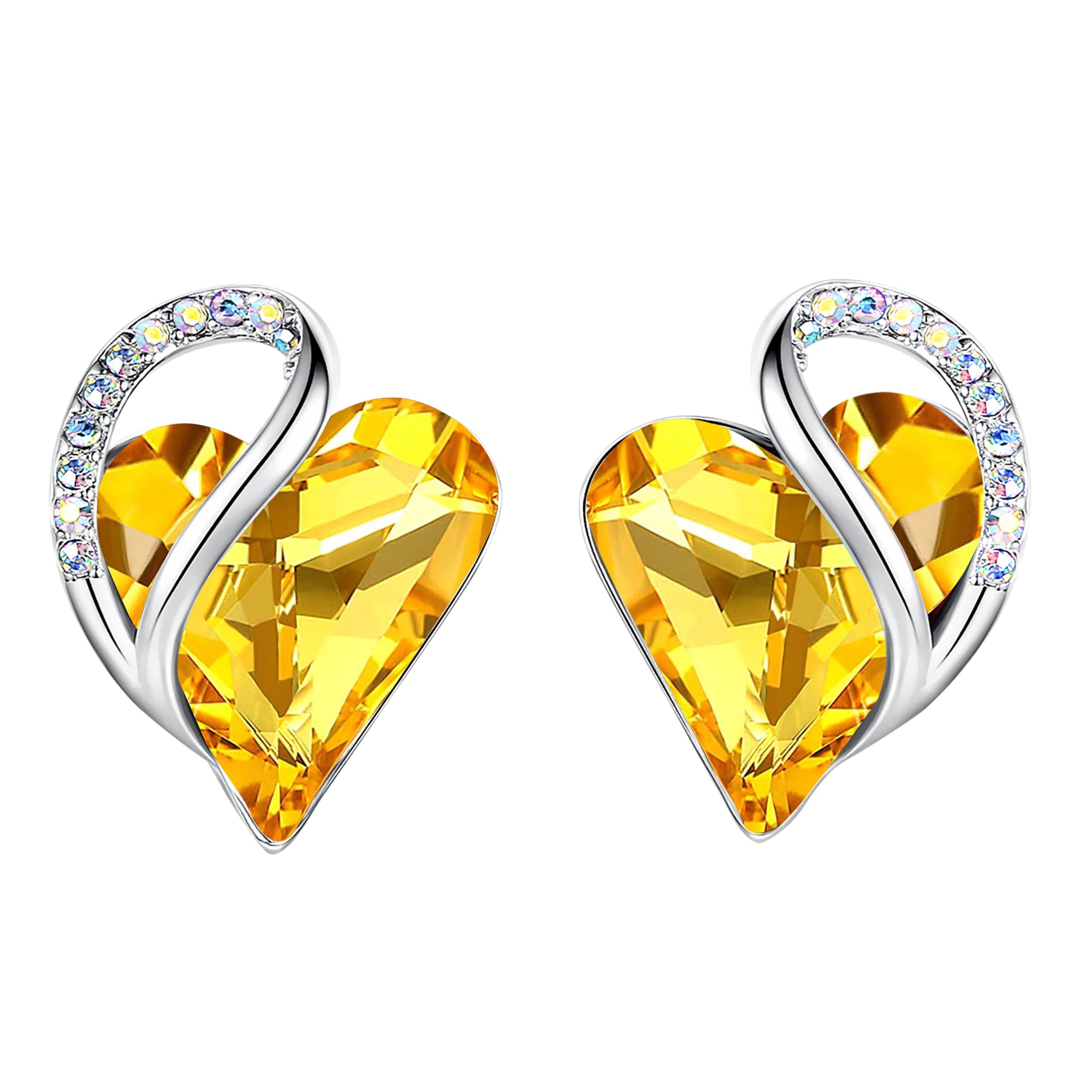 Women's Heart-Shaped Infinity Birthstone Stud Earrings-for Mom, Daughter, Girlfriend, Family