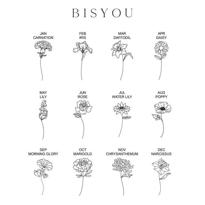 Birth Stone Birth flower Rings