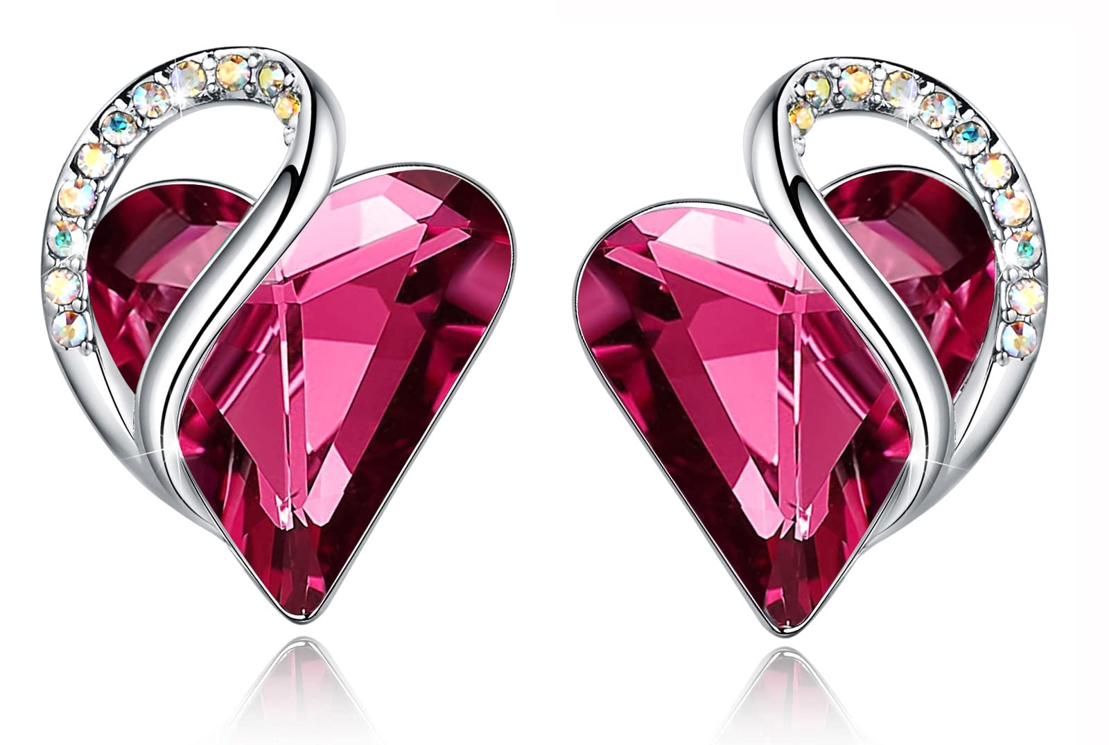 Women's Heart-Shaped Infinity Birthstone Stud Earrings-for Mom, Daughter, Girlfriend, Family